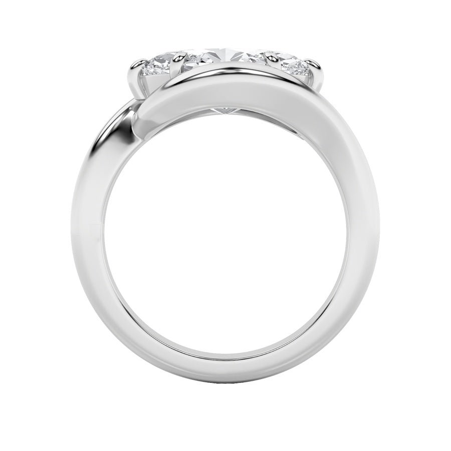 2CTW Marquise Shaped Lab Grown Diamond (F/VS) East West Solitaire Ring in 14K Gold