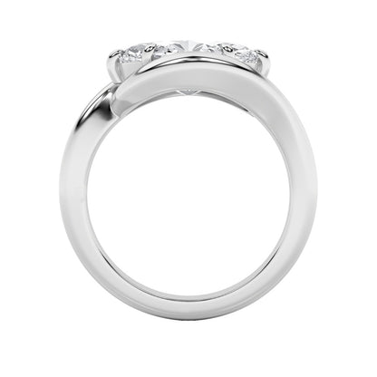 2CTW Marquise Shaped Lab Grown Diamond (F/VS) East West Solitaire Ring in 14K Gold