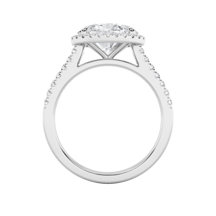 2CTW Oval Shaped Lab Grown Diamond (F/VS) East West Accented Solitaire Ring in 14K Gold