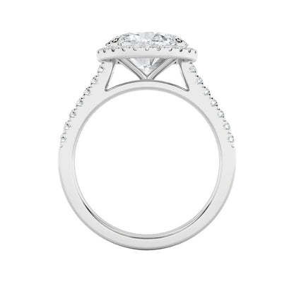 2CTW Oval Shaped Lab Grown Diamond (F/VS) East West Accented Solitaire Ring in 14K Gold