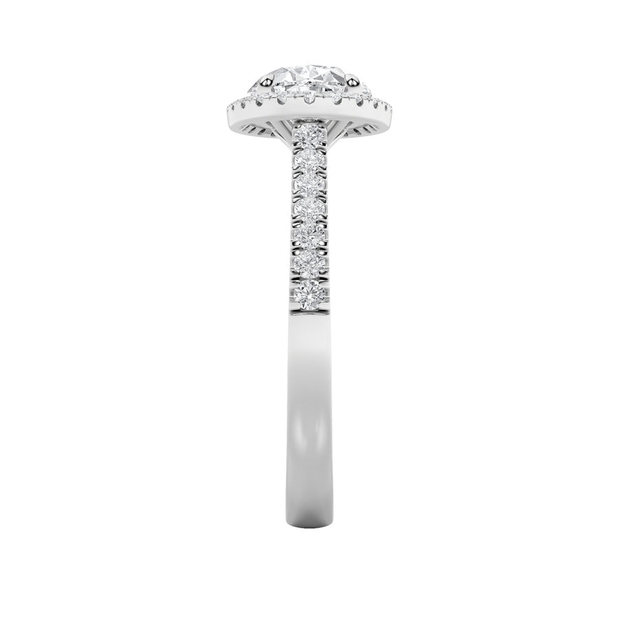 2CTW Oval Shaped Lab Grown Diamond (F/VS) East West Accented Solitaire Ring in 14K Gold