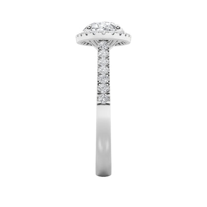 2CTW Oval Shaped Lab Grown Diamond (F/VS) East West Accented Solitaire Ring in 14K Gold