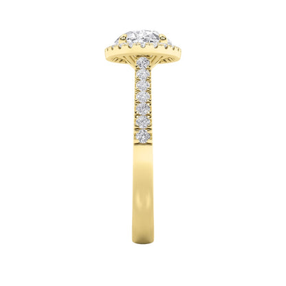 2CTW Oval Shaped Lab Grown Diamond (F/VS) East West Accented Solitaire Ring in 14K Gold