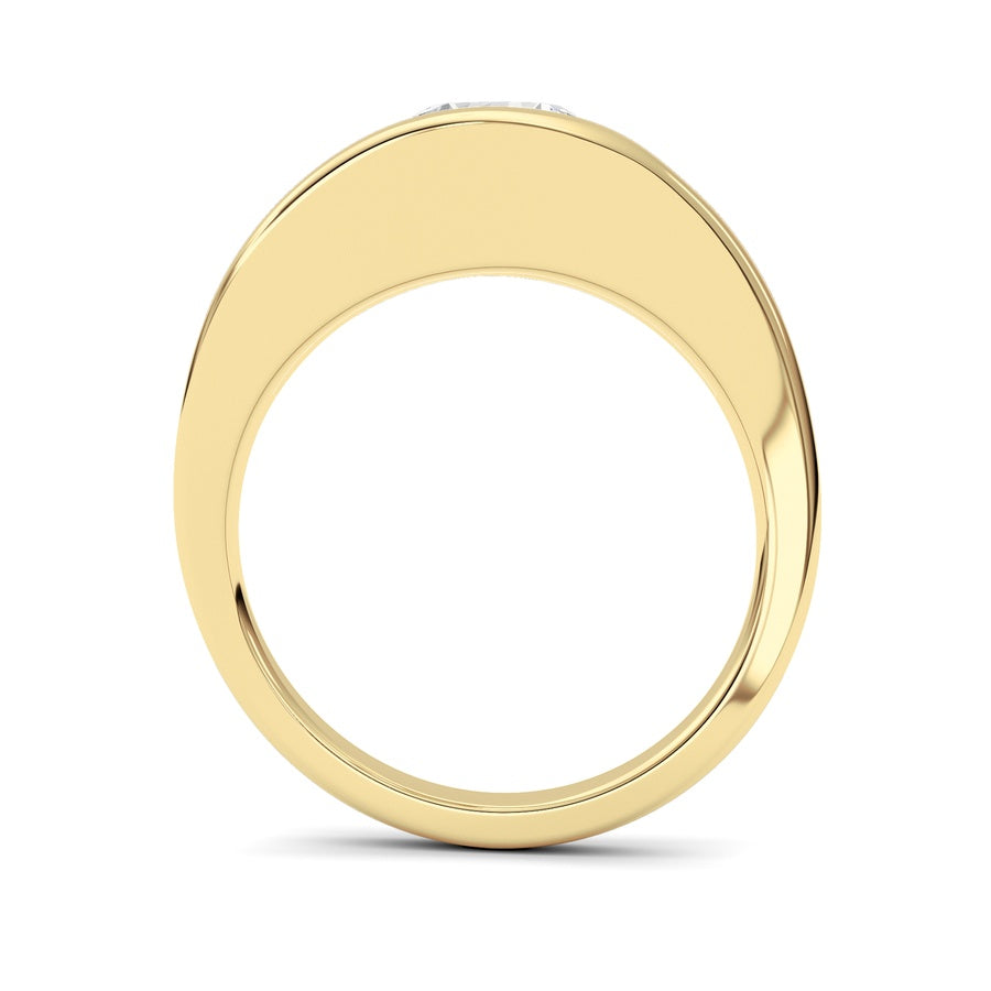 2CTW Round Shaped Lab Grown Diamond (F/VS) East West Solitaire Fancy Ring in 14K Gold