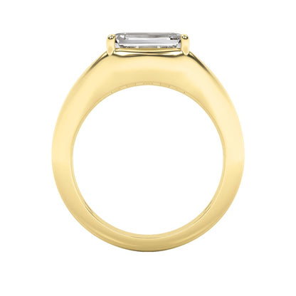 2Cttw Emerald Shaped Lab Grown Diamond (G/VS) East West Solitaire Ring in 14K Gold