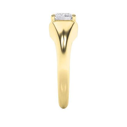 2Cttw Emerald Shaped Lab Grown Diamond (G/VS) East West Solitaire Ring in 14K Gold