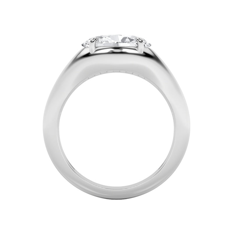 2Cttw Oval Shaped Lab Grown Diamond (F/VS) East West Solitaire Ring in 14K Gold