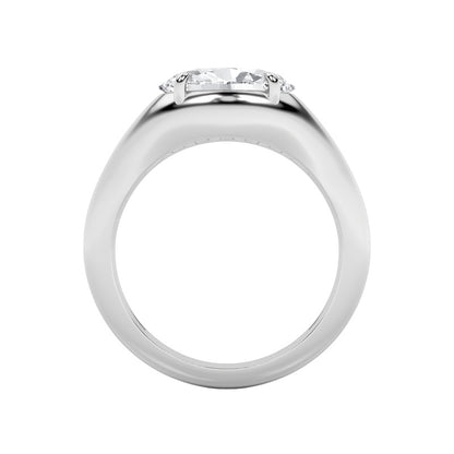 2Cttw Oval Shaped Lab Grown Diamond (F/VS) East West Solitaire Ring in 14K Gold
