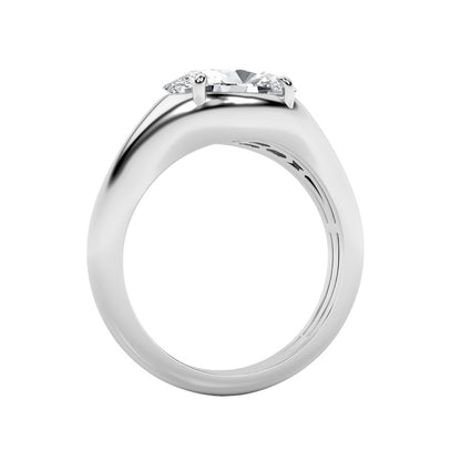 2Cttw Oval Shaped Lab Grown Diamond (F/VS) East West Solitaire Ring in 14K Gold