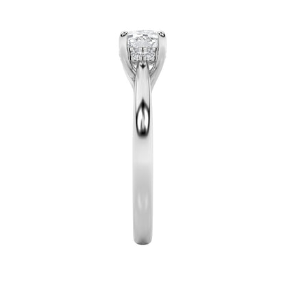 1.5CTW Elongated Cushion Shaped Lab Grown Diamond (F/VS) East West Solitaire Ring in 14K Gold
