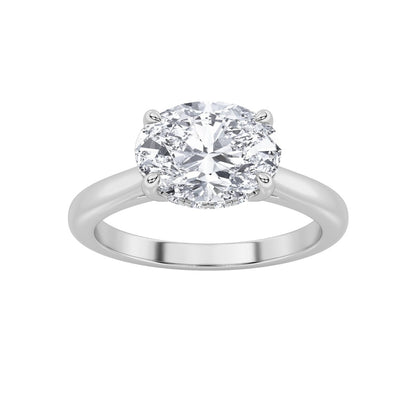 1.5CTW Oval Shaped Lab Grown Diamond (F/VS) East West Solitaire Ring in 14K Gold