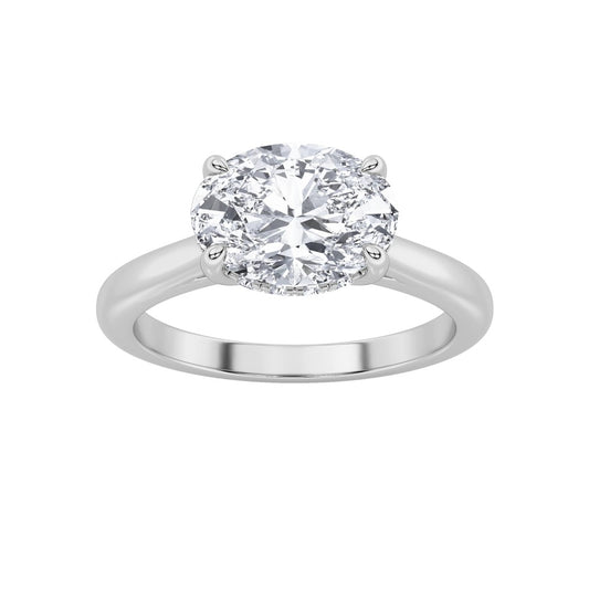 1.5CTW Oval Shaped Lab Grown Diamond (F/VS) East West Solitaire Ring in 14K Gold