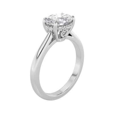 1.5CTW Oval Shaped Lab Grown Diamond (F/VS) East West Solitaire Ring in 14K Gold