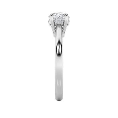 1.5CTW Oval Shaped Lab Grown Diamond (F/VS) East West Solitaire Ring in 14K Gold