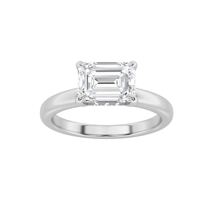 1.5CTW Emerald Shaped Lab Grown Diamond (F/VS) East West Solitaire Ring in 14K Gold