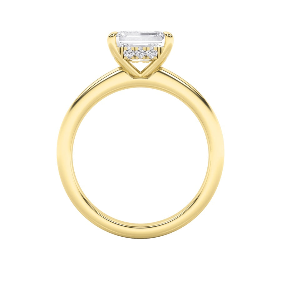 1.5CTW Emerald Shaped Lab Grown Diamond (F/VS) East West Solitaire Ring in 14K Gold