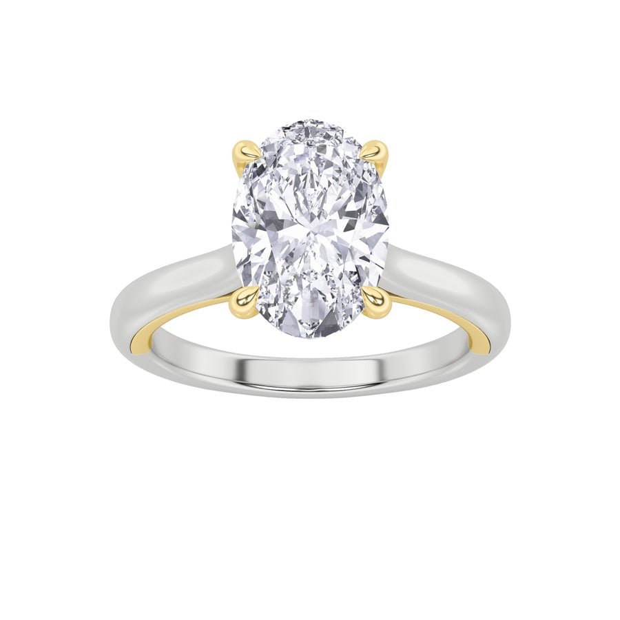 2CTW Oval Shaped Lab Grown Diamond (F/VS) Solitaire Engagement Ring in 14K Gold