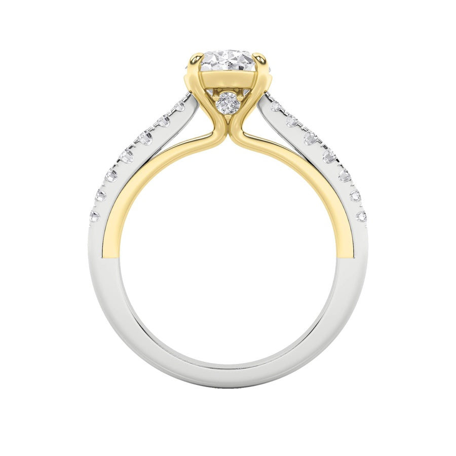 2CTW Oval Shaped Lab Grown Diamond (F/VS) Solitaire Engagement Ring in 14K Gold