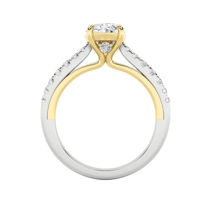 2CTW Oval Shaped Lab Grown Diamond (F/VS) Solitaire Engagement Ring in 14K Gold