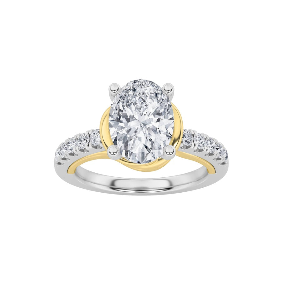 2CTW Oval Shaped Lab Grown Diamond (F/VS) Solitaire Engagement Ring in 14K Gold