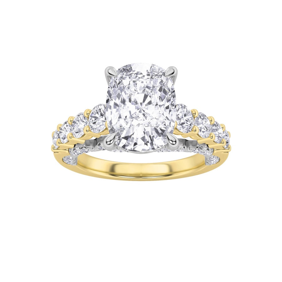 4CTW Elongated Cushion Shaped Lab Grown Diamond (F/VS)  Ring in 14K Gold