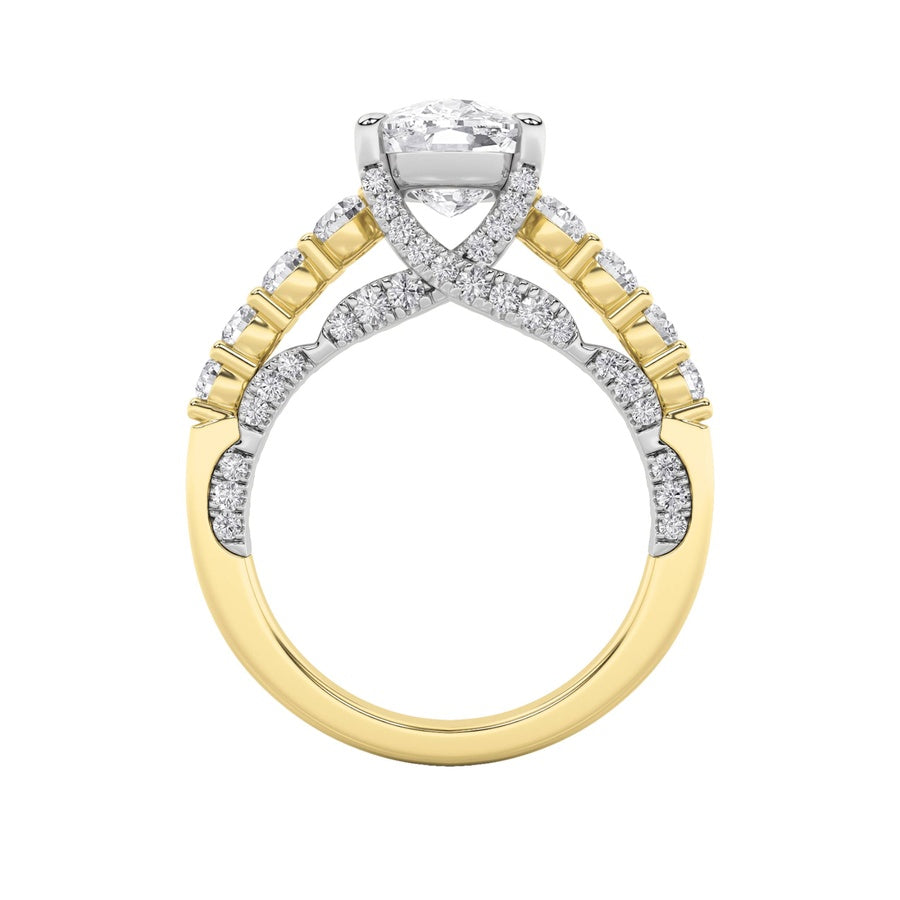 4CTW Elongated Cushion Shaped Lab Grown Diamond (F/VS)  Ring in 14K Gold