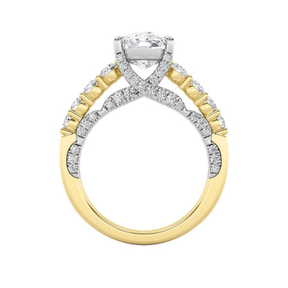4CTW Elongated Cushion Shaped Lab Grown Diamond (F/VS)  Ring in 14K Gold