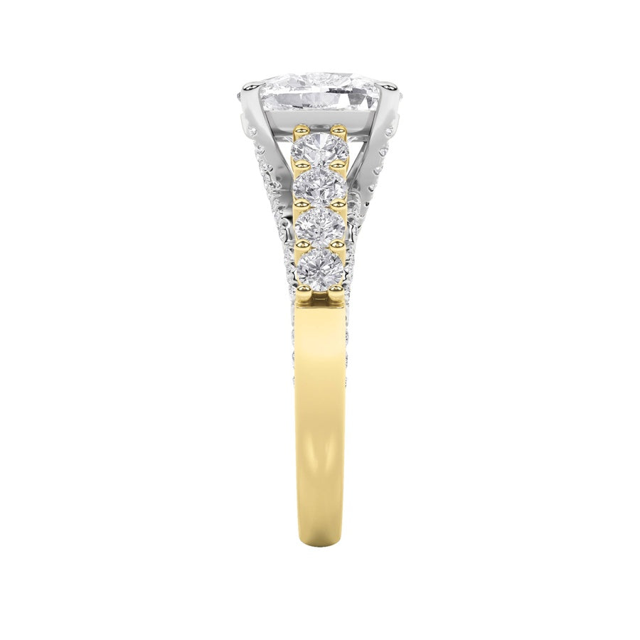 4CTW Elongated Cushion Shaped Lab Grown Diamond (F/VS)  Ring in 14K Gold