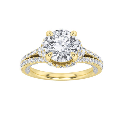 2CTW Round Shaped Lab Grown Diamond (F/VS) Solitaire Engagement Ring in 14K Gold
