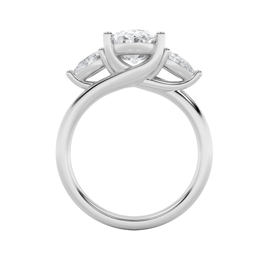 2.5CTW Oval Shaped Lab Grown Diamond (F/VS) Accented Three Stone Ring in 14K Gold