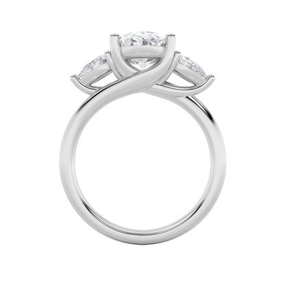 2.5CTW Oval Shaped Lab Grown Diamond (F/VS) Accented Three Stone Ring in 14K Gold