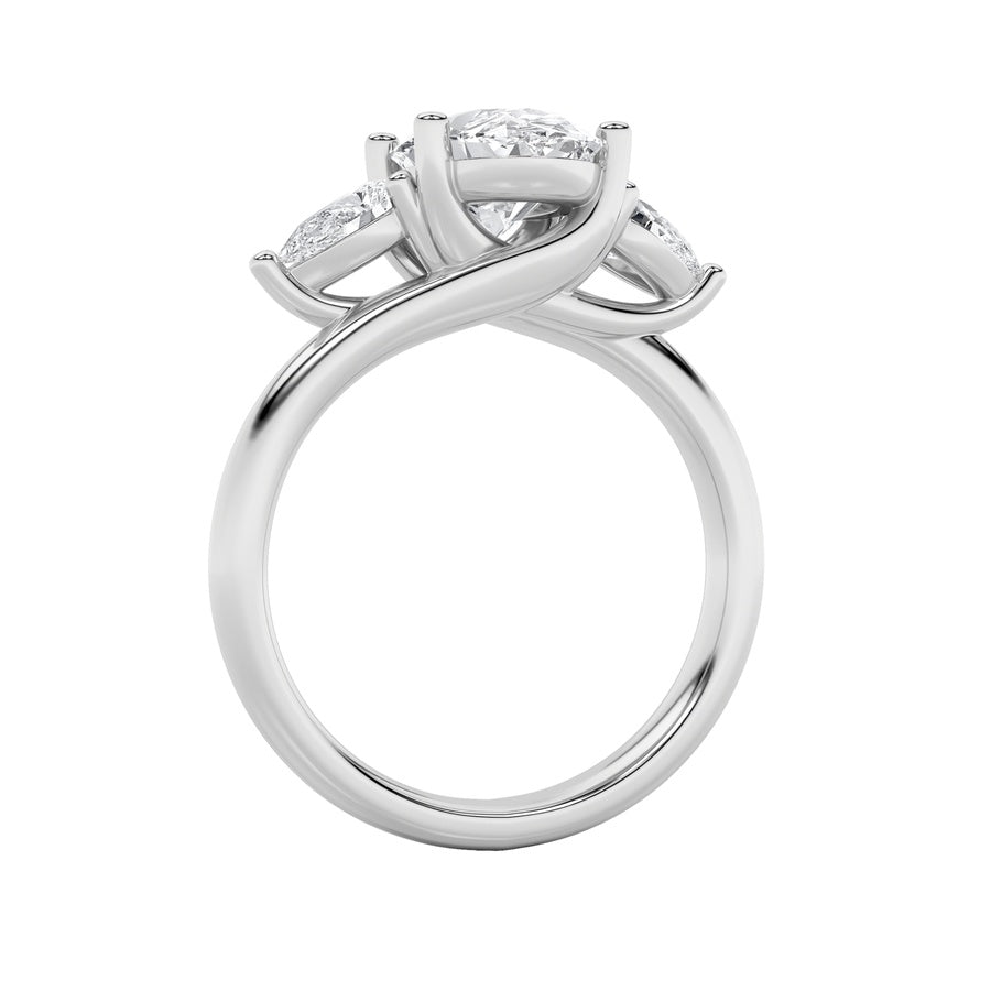 2.5CTW Oval Shaped Lab Grown Diamond (F/VS) Accented Three Stone Ring in 14K Gold