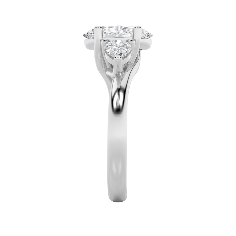 2.5CTW Oval Shaped Lab Grown Diamond (F/VS) Accented Three Stone Ring in 14K Gold