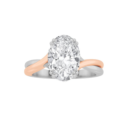 2CTW Oval Shaped Lab Grown Diamond (F/VS) Solitaire Engagement Ring in 14K Gold