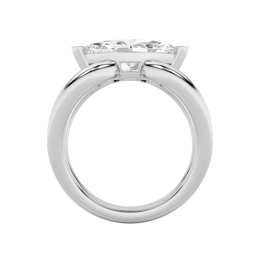 2CTW Marquise Shaped Lab Grown Diamond (F/VS) East West Solitaire Ring in 14K Gold