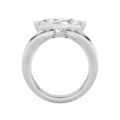 2CTW Marquise Shaped Lab Grown Diamond (F/VS) East West Solitaire Ring in 14K Gold