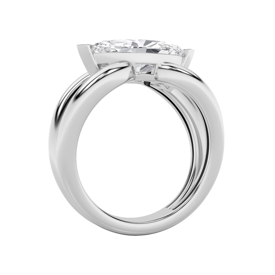 2CTW Marquise Shaped Lab Grown Diamond (F/VS) East West Solitaire Ring in 14K Gold