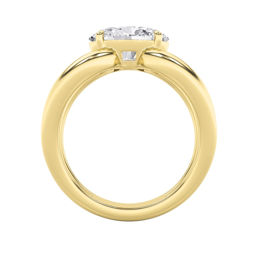 2CTW Oval Shaped Lab Grown Diamond (F/VS) East West Solitaire Ring in 14K Gold
