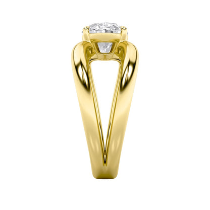 2CTW Oval Shaped Lab Grown Diamond (F/VS) East West Solitaire Ring in 14K Gold