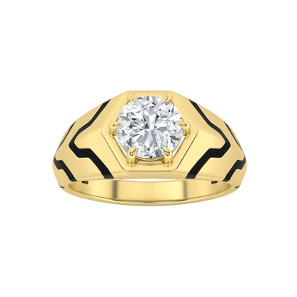 1.5CTW Round Shaped Lab Grown Diamond (F/VS) Mens Ring in 14K White Gold
