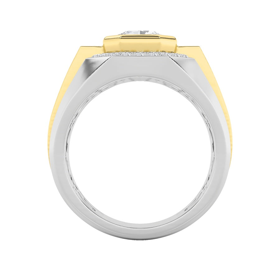 3CTW Asscher Shaped Lab Grown Diamond (F/VS) Mens Ring in 14K Gold