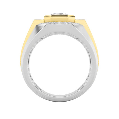 3CTW Asscher Shaped Lab Grown Diamond (F/VS) Mens Ring in 14K Gold