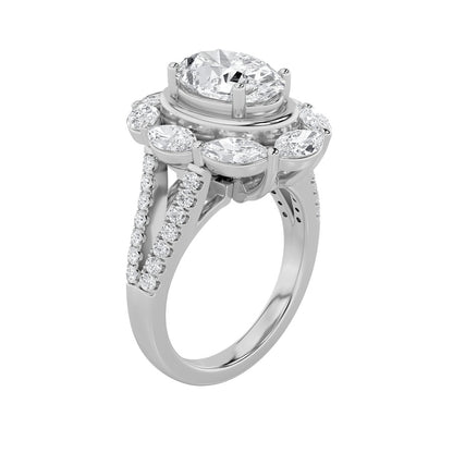 3.75CTW Oval Shaped Lab Grown Diamond (G/VS)  Ring in 14K Gold