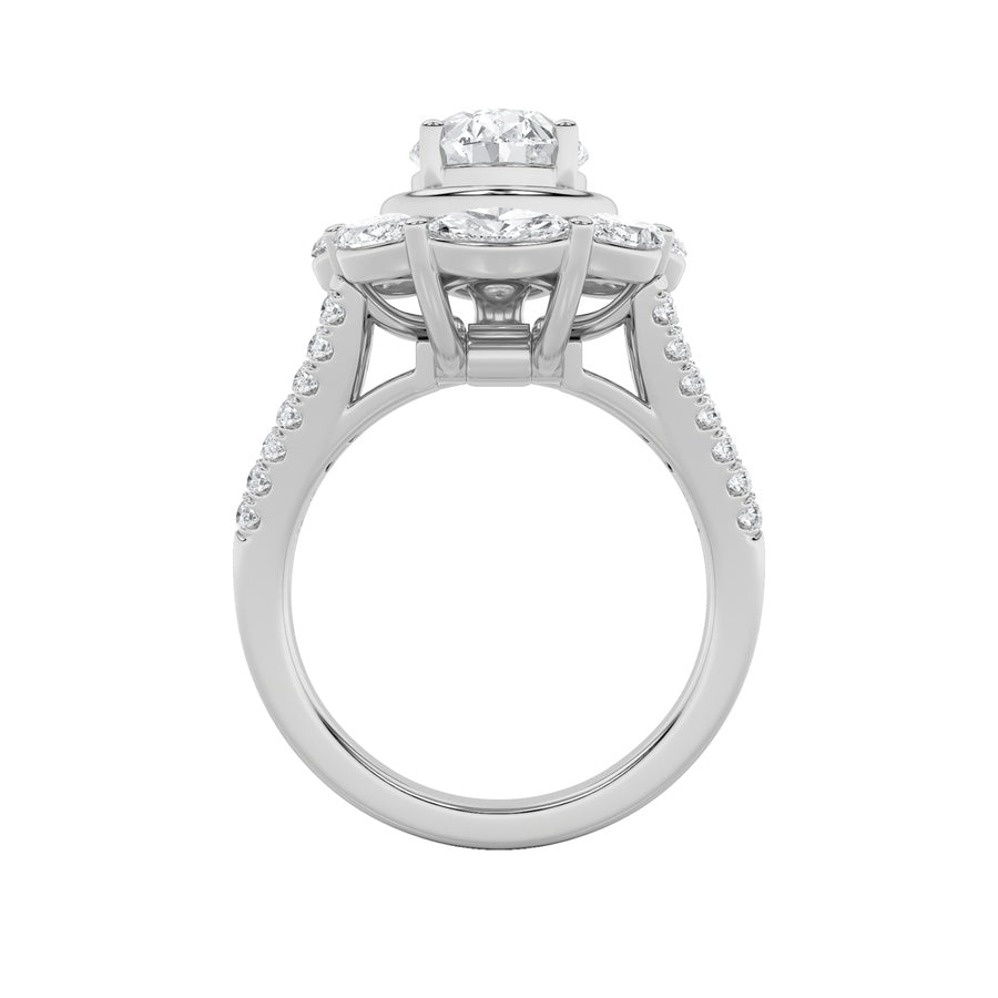 3.75CTW Oval Shaped Lab Grown Diamond (G/VS)  Ring in 14K Gold
