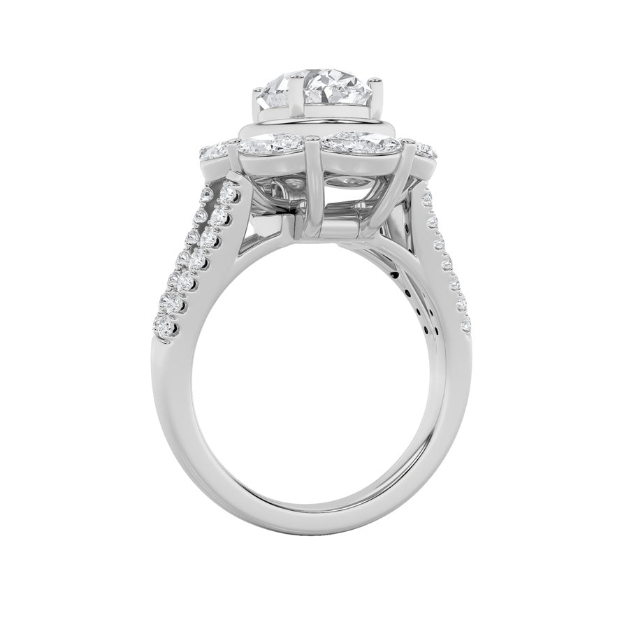 3.75CTW Oval Shaped Lab Grown Diamond (G/VS)  Ring in 14K Gold