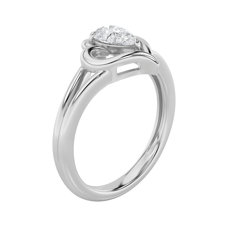 0.5CTW Pear Shaped Lab Grown Diamond (F/VS) Heart Ring in 14K  White Gold