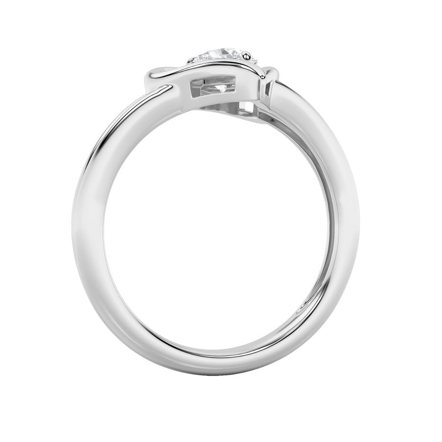 0.5CTW Pear Shaped Lab Grown Diamond (F/VS) Heart Ring in 14K  White Gold