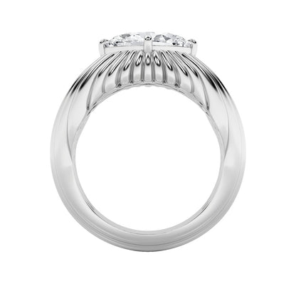 2CTW Oval Shaped Lab Grown Diamond (F/VS) Fancy Solitaire Ring in 14K Gold