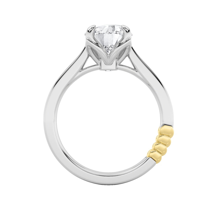 2CTW Round Shaped Lab Grown Diamond (F/VS) Two Tone Classic Solitaire Engagement Ring in 14K Gold