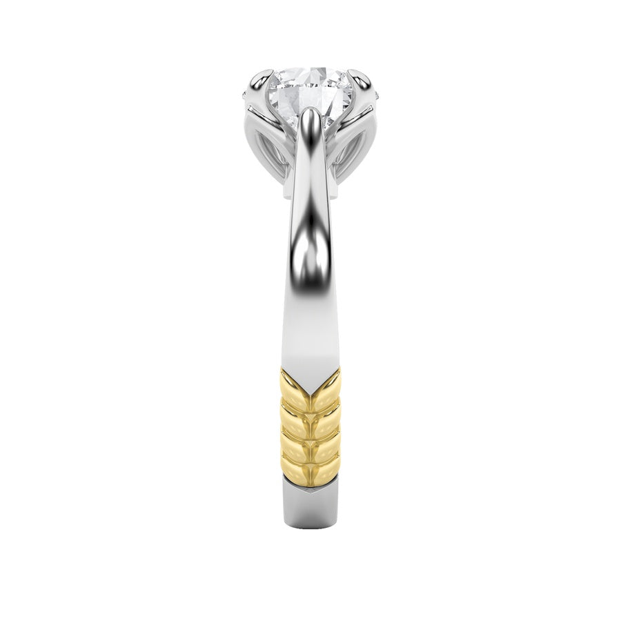 2CTW Round Shaped Lab Grown Diamond (F/VS) Two Tone Classic Solitaire Engagement Ring in 14K Gold